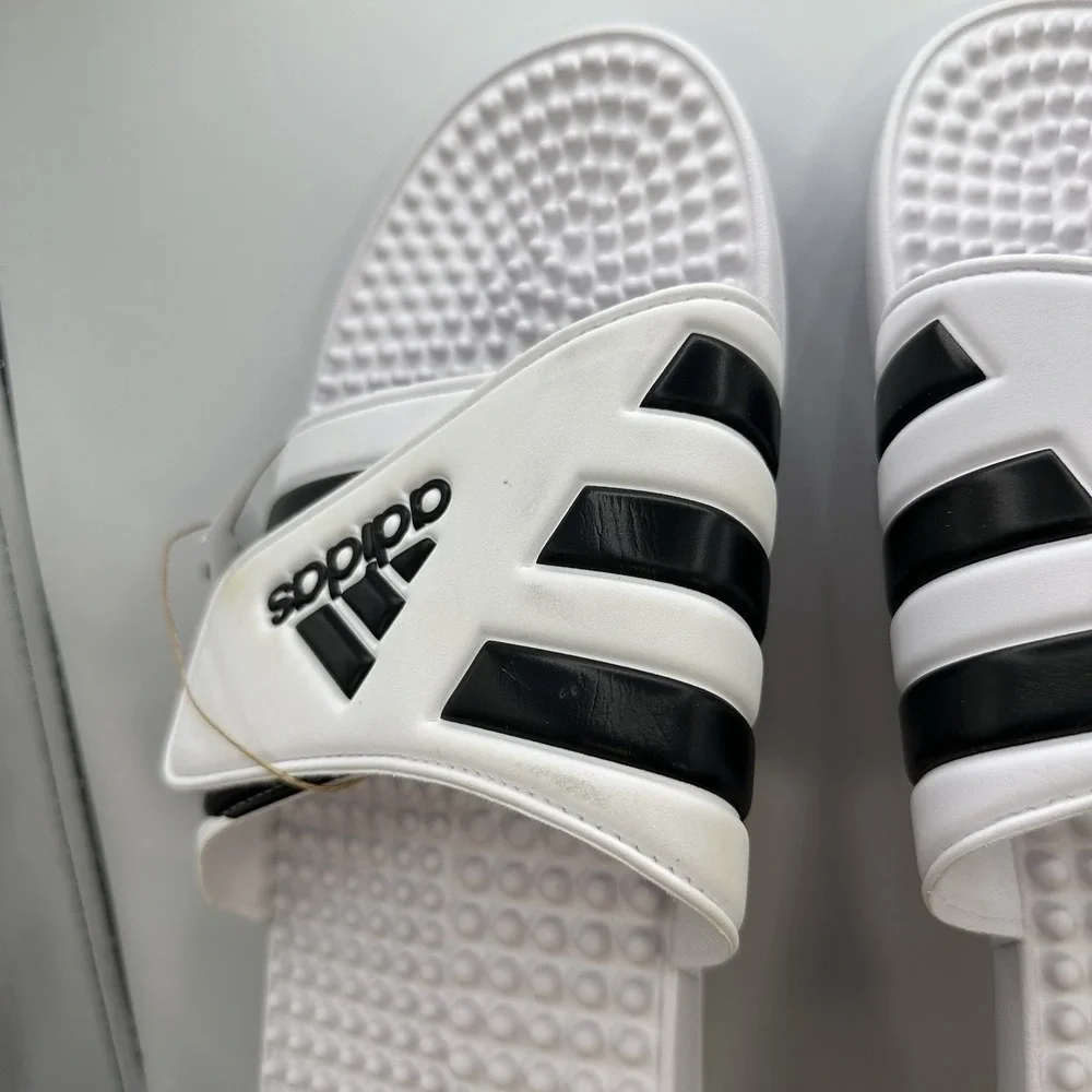 Adidas Adissage‎ Slip On Sandals Slides White Black Casual Beach F35573 Men's 17